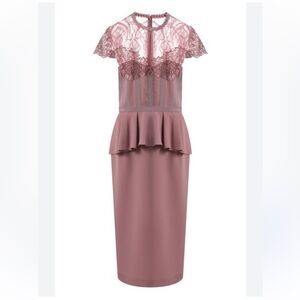 ☀️Zuhair Murad Pink Strapless Peplum Sheath Dress